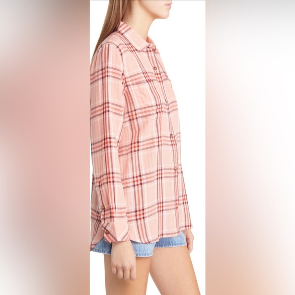 Madewell Classic Ex-Boyfriend Button-Up Shirt grid window forgotten petal size S - Picture 3 of 9